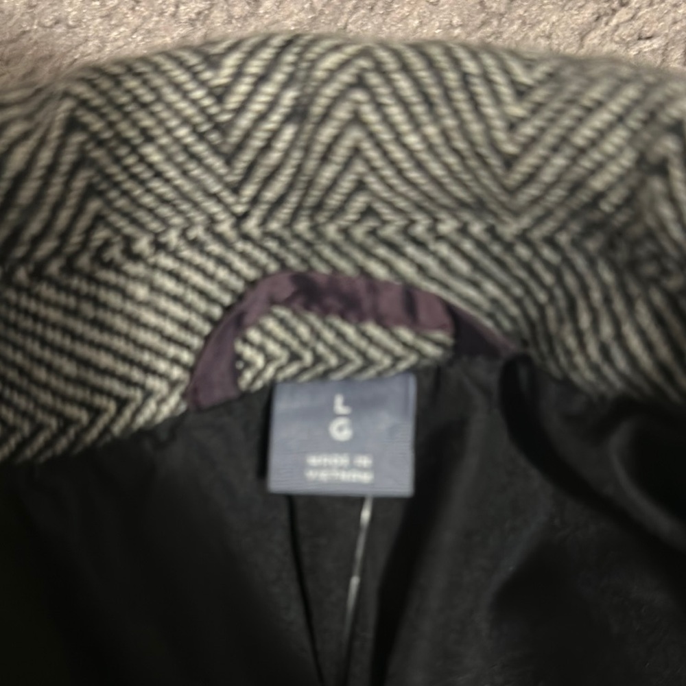 NWT Old Navy Mens Button Front Wool Blend Trench Coat Gray Herringbone Size L - Picture 6 of 6